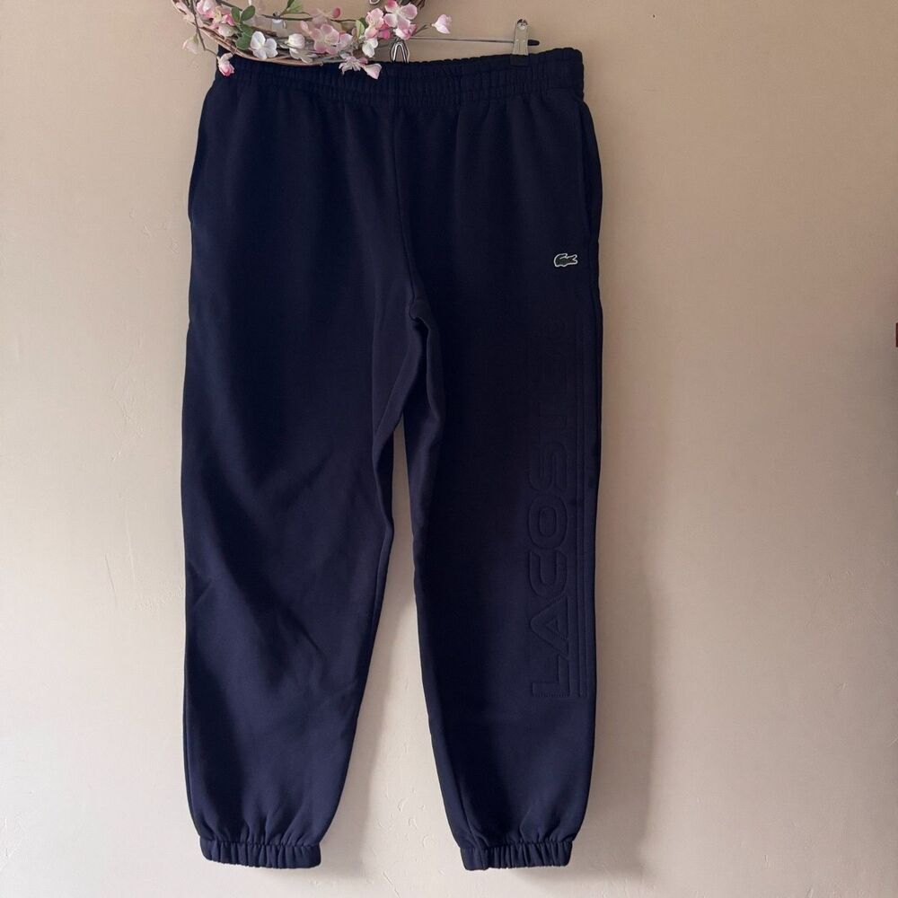 Lacoste Men's Sweatpants Regular Fit Logo Detail Fleece Black XXL NWOT